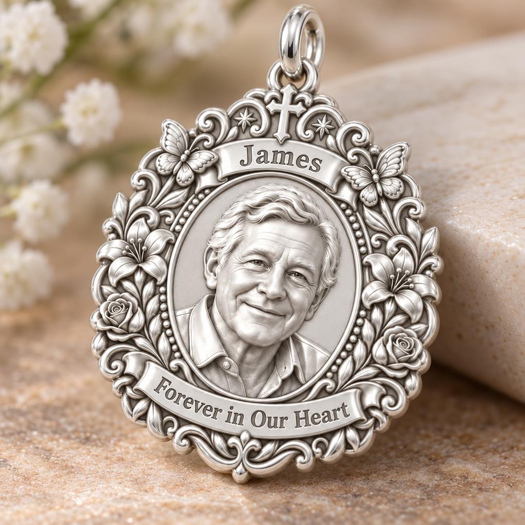 Eternal Floral Remembrance Charm Bracelet – Personalized Memorial Gift – macro detail of the charm