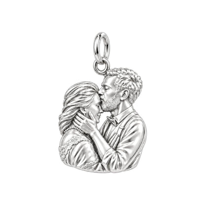 Eternal Forehead Kiss Charm Bracelet – Personalized Couple Gift – silver charm, front view