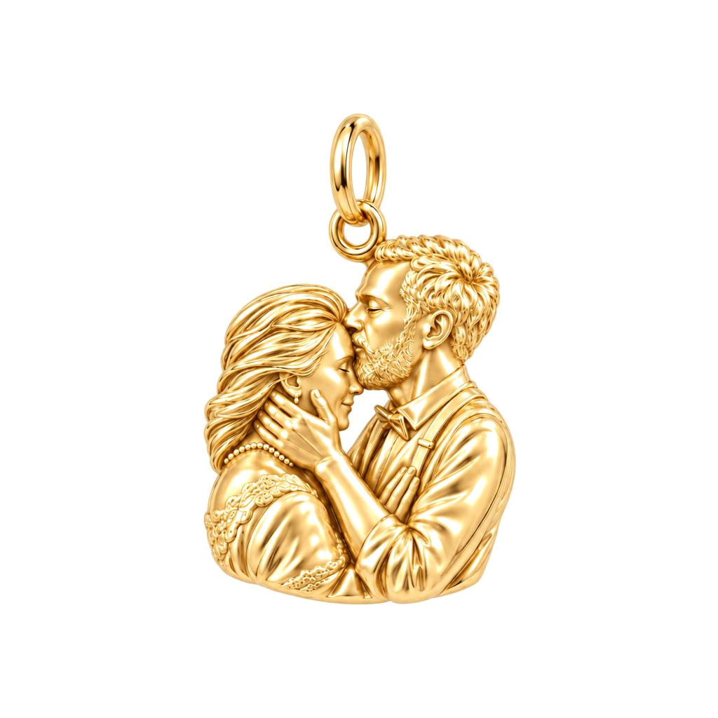 Eternal Forehead Kiss Charm Bracelet – Personalized Couple Gift – 18K gold charm, front view