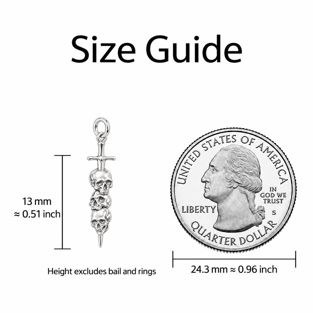 Eternal Guardian Sword Charm Bracelet Set – size guide, 13 mm charm next to a quarter