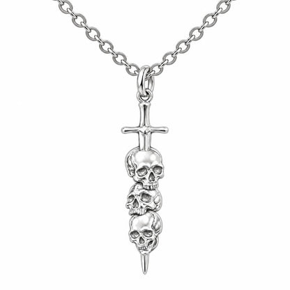 Eternal Guardian Sword Charm Necklace Set – silver, front view