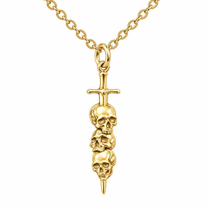 Eternal Guardian Sword Charm Necklace Set – 18K gold, front view