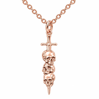 Eternal Guardian Sword Charm Necklace Set – rose gold, front view