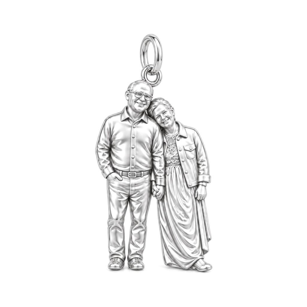 Eternal Hand in Hand Charm Bracelet – Personalized Couple Gift – silver charm, front view