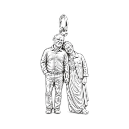 Eternal Hand in Hand Charm Bracelet – Personalized Couple Gift – silver charm, front view