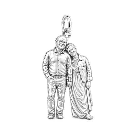 Eternal Hand in Hand Charm Bracelet – Personalized Couple Gift – silver charm, front view
