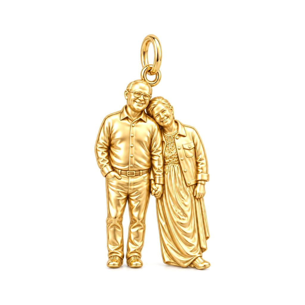 Eternal Hand in Hand Charm Bracelet – Personalized Couple Gift – 18K gold charm, front view