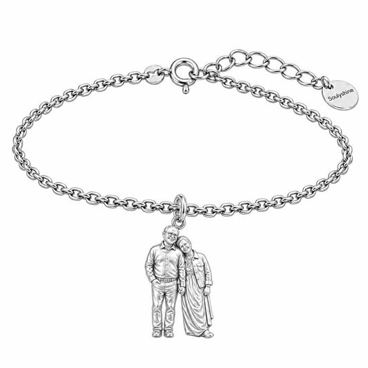 Eternal Hand in Hand Charm Bracelet Set – silver, front view