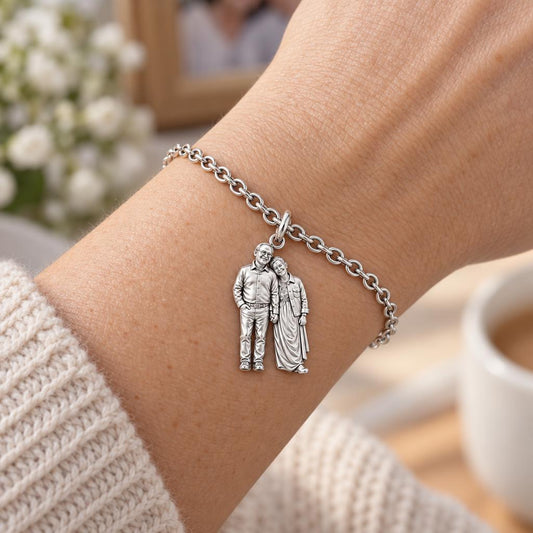 Eternal Hand in Hand Charm Bracelet Set – worn / in use