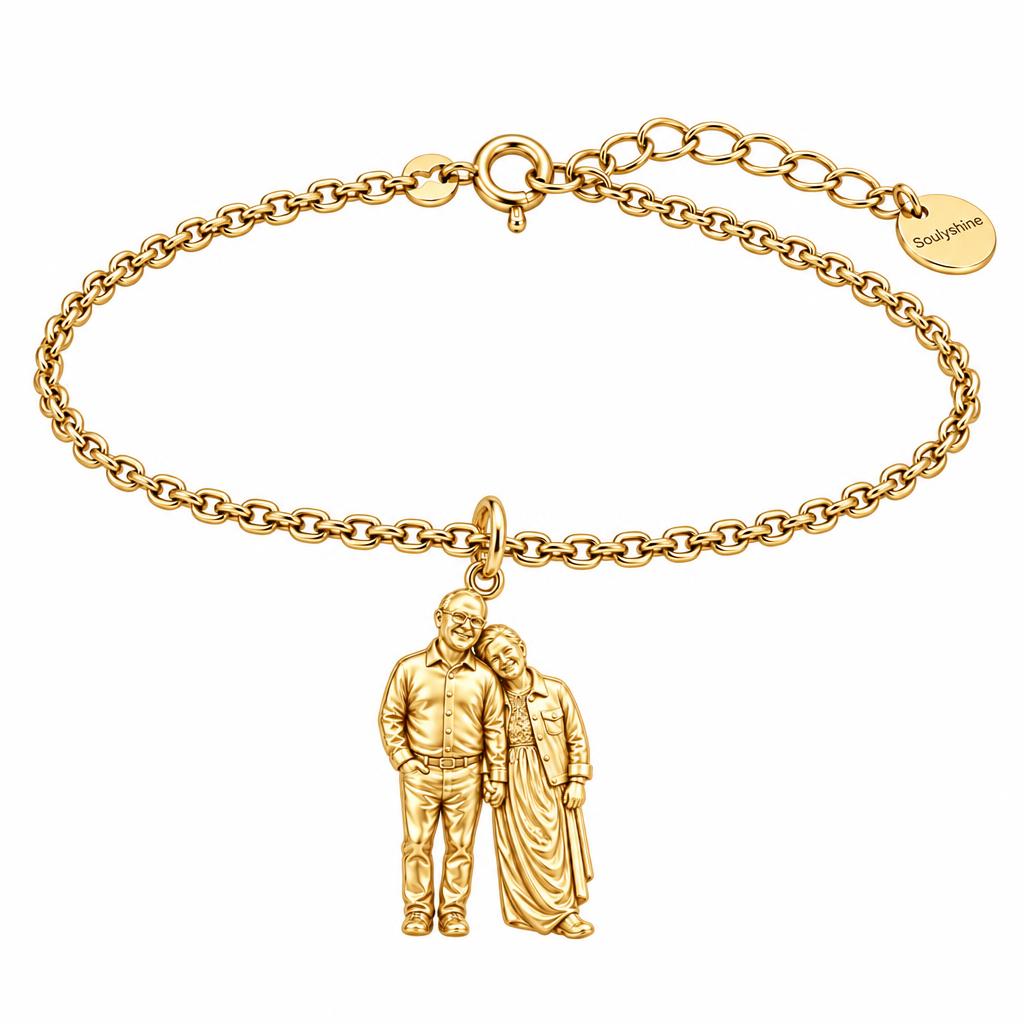 Eternal Hand in Hand Charm Bracelet Set – 18K gold, front view