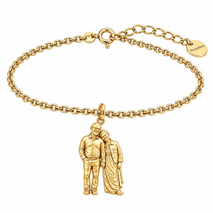 Eternal Hand in Hand Charm Bracelet Set – 18K gold, front view