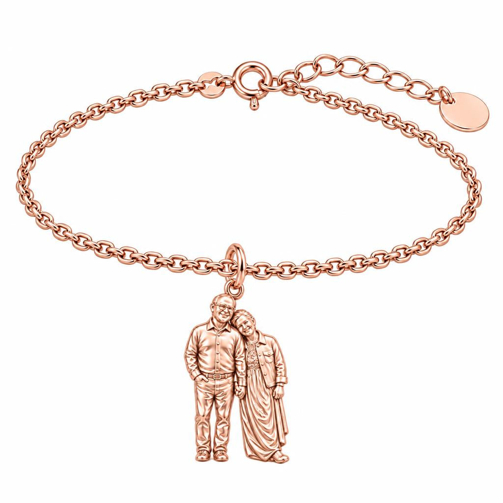Eternal Hand in Hand Charm Bracelet Set – rose gold, front view