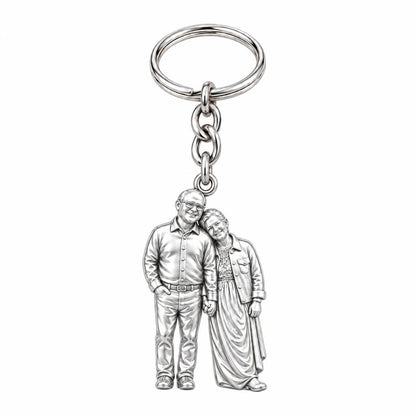 Eternal Hand in Hand Charm Keychain – silver, front view