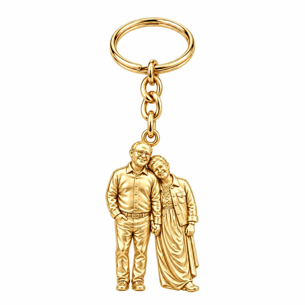 Eternal Hand in Hand Charm Keychain – 18K gold, front view