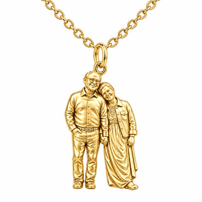 Eternal Hand in Hand Charm Necklace Set – 18K gold, front view
