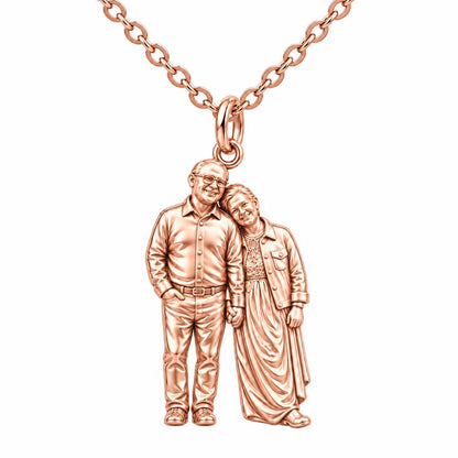 Eternal Hand in Hand Charm Necklace Set – rose gold, front view