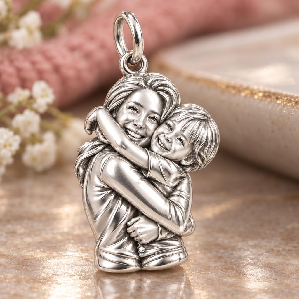 Eternal Hug Charm Bracelet – Personalized Mom Gift – macro detail of the charm