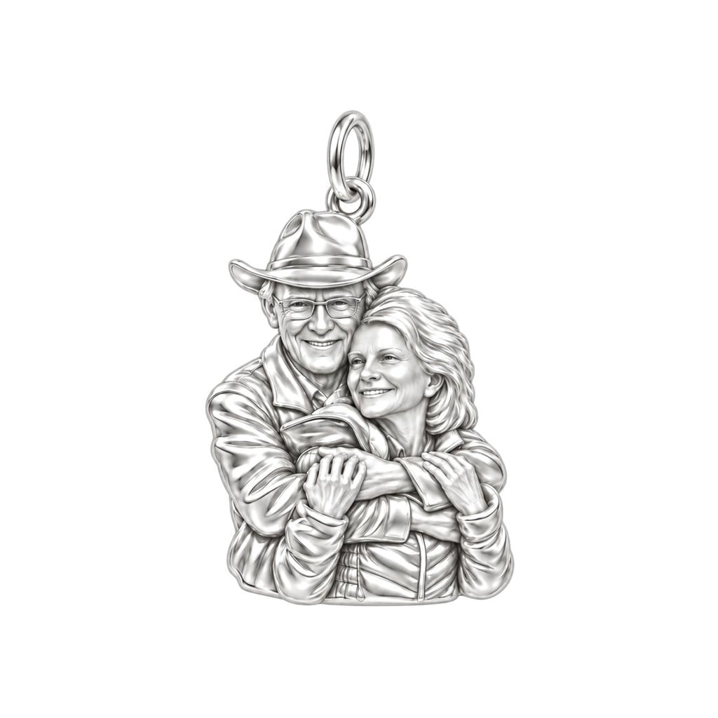 Eternal Hug Photo Charm Bracelet – Personalized Couple Gift – silver charm, front view