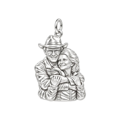 Eternal Hug Photo Charm Bracelet – Personalized Couple Gift – silver charm, front view