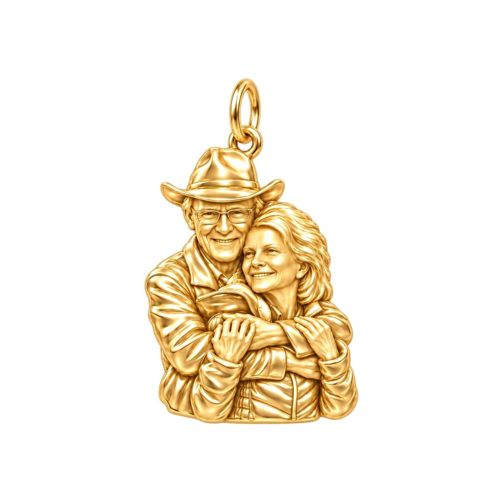 Eternal Hug Photo Charm Bracelet – Personalized Couple Gift – 18K gold charm, front view