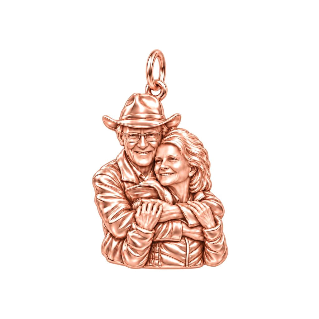 Eternal Hug Photo Charm Bracelet – Personalized Couple Gift – rose gold charm, front view