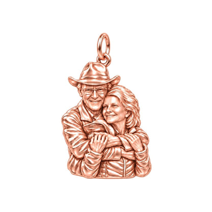 Eternal Hug Photo Charm Bracelet – Personalized Couple Gift – rose gold charm, front view