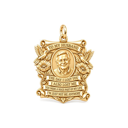 Eternal Husband Remembrance Charm Bracelet – Personalized Gift – 18K gold plated 2 cm charm, front view