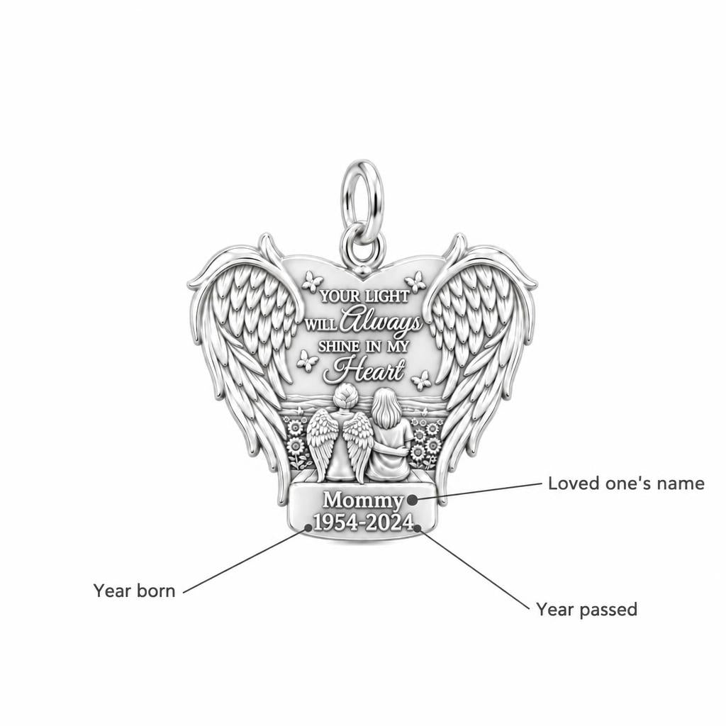 Eternal Light Angel Wings Charm Bracelet – Personalized Memorial Gift – personalization guide