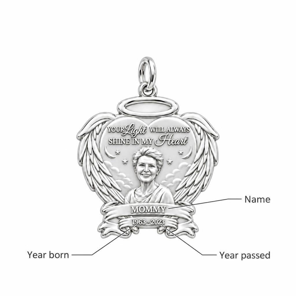 Eternal Light Angel Wings Charm Bracelet – Personalized Mom Gift – personalization guide
