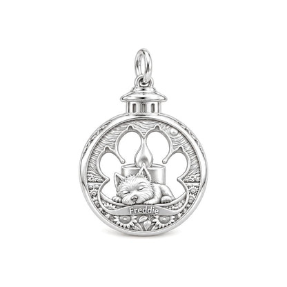 Eternal Light Pet Charm Bracelet – Personalized Dog Mom Gift – silver charm, front view