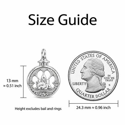 Eternal Light Pet Charm Bracelet – Personalized Dog Mom Gift – size guide, 13 mm charm next to a quarter