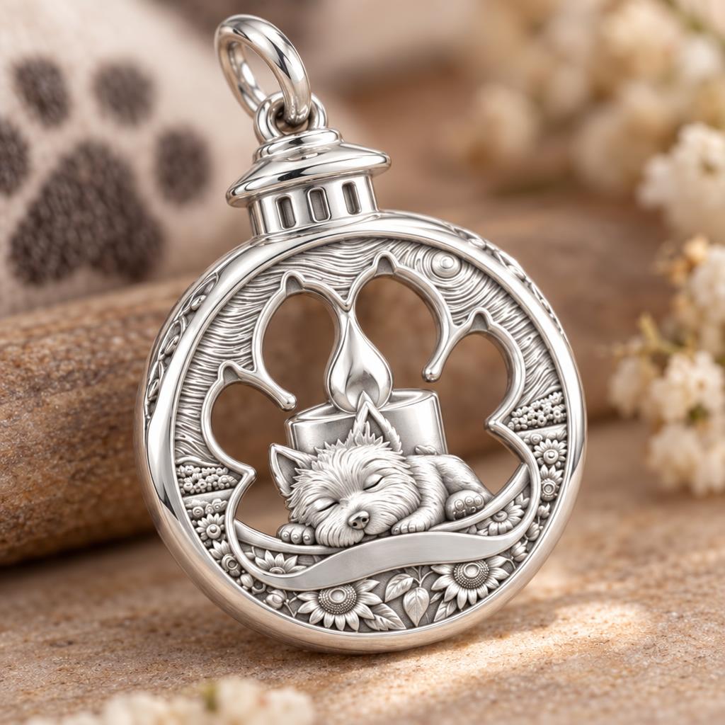 Eternal Light Pet Charm Bracelet – Personalized Dog Mom Gift – macro detail of the charm