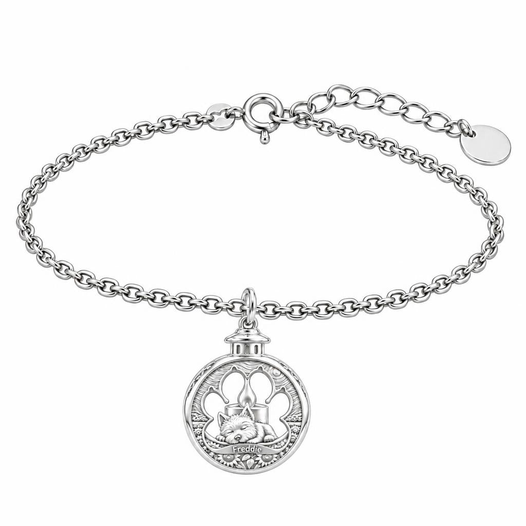 Eternal Light Pet Memorial Charm Bracelet Set – silver, front view