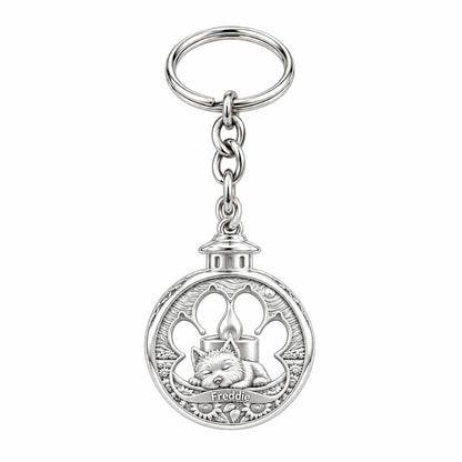Eternal Light Pet Memorial Charm Keychain – silver, front view