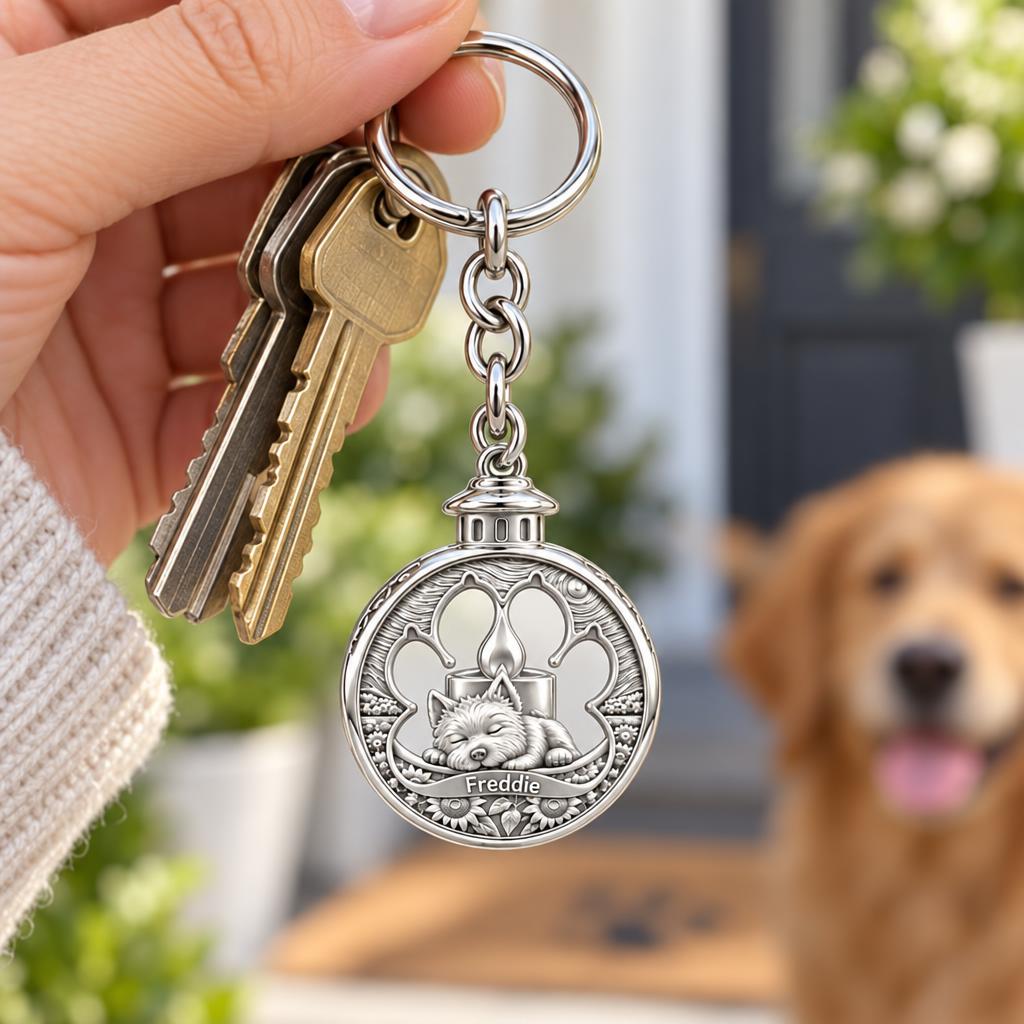 Eternal Light Pet Memorial Charm Keychain – worn / in use