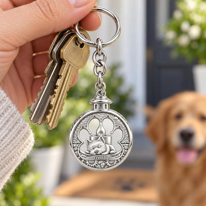 Eternal Light Pet Memorial Charm Keychain – worn / in use