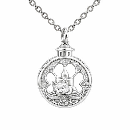 Eternal Light Pet Memorial Charm Necklace Set – silver, front view
