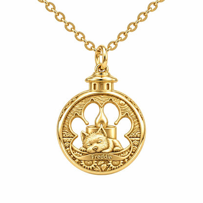 Eternal Light Pet Memorial Charm Necklace Set – 18K gold, front view