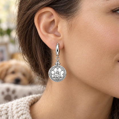 Eternal Light Pet Memorial Huggie Charm Earrings – worn / in use