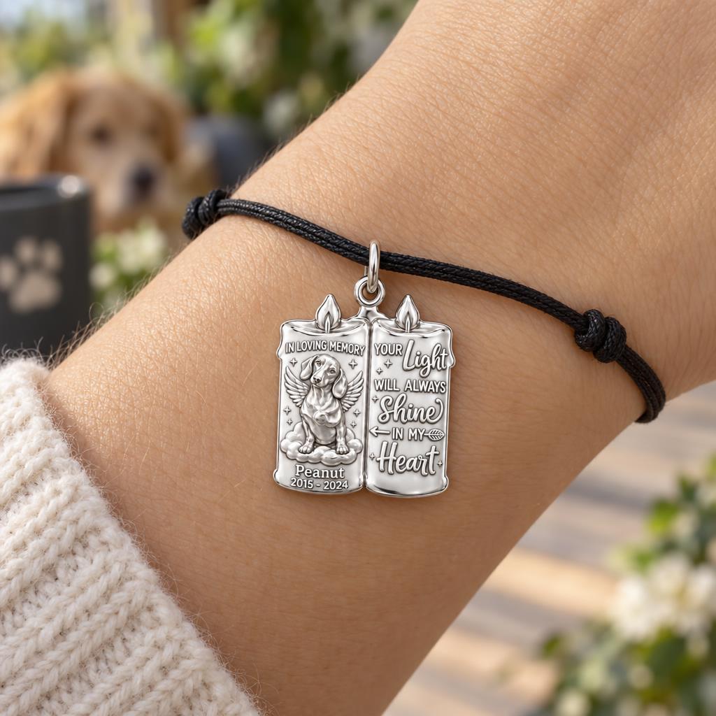 Eternal Light Remembrance Charm and Polyester Cord Bracelet Set