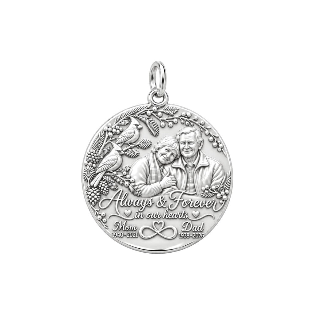 Eternal Love Cardinal Charm Bracelet – Personalized Couple Gift – silver plated 2 cm charm, front view