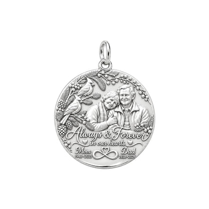 Eternal Love Cardinal Charm Bracelet – Personalized Couple Gift – silver plated 2 cm charm, front view
