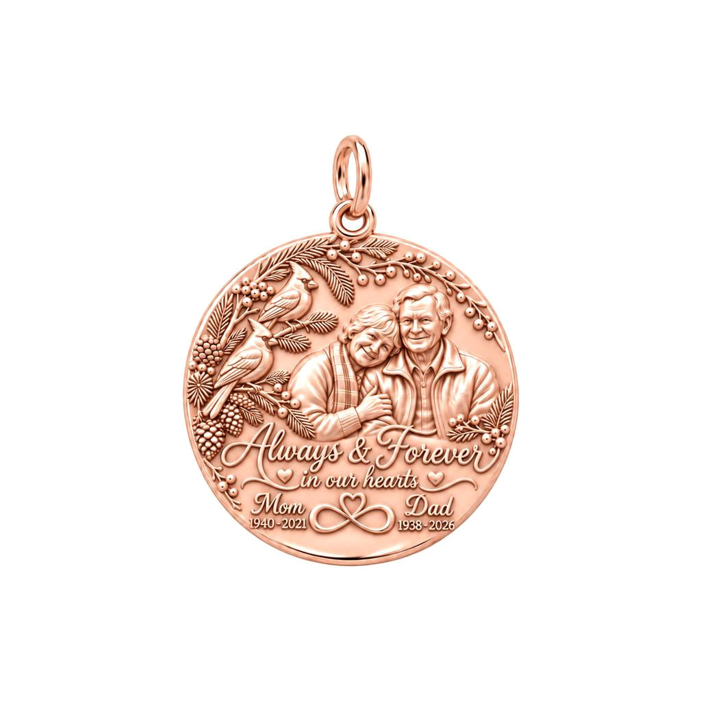Eternal Love Cardinal Charm Bracelet – Personalized Couple Gift – rose gold 2 cm charm, front view