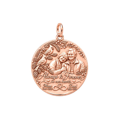 Eternal Love Cardinal Charm Bracelet – Personalized Couple Gift – rose gold 2 cm charm, front view
