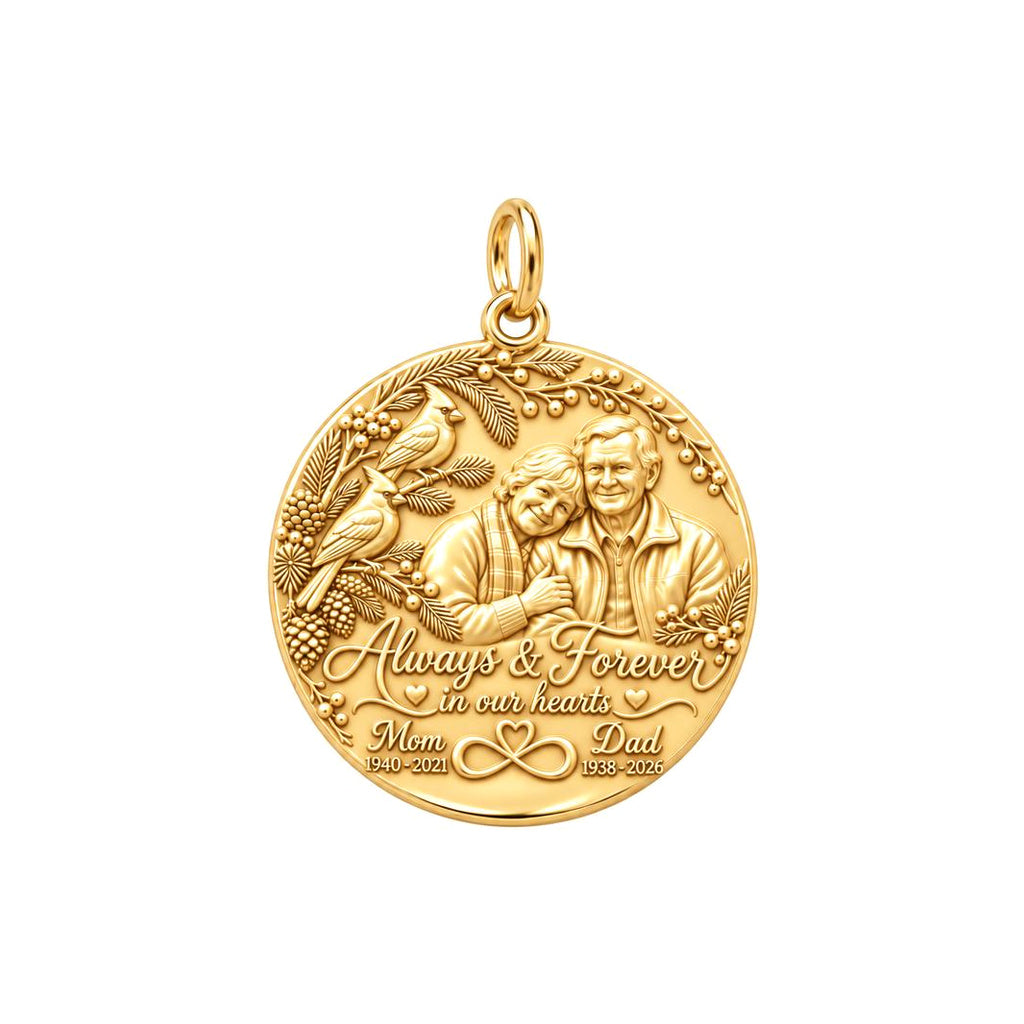 Eternal Love Cardinal Charm Bracelet – Personalized Couple Gift – 18K gold plated 2 cm charm, front view