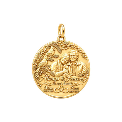 Eternal Love Cardinal Charm Bracelet – Personalized Couple Gift – 18K gold plated 2 cm charm, front view