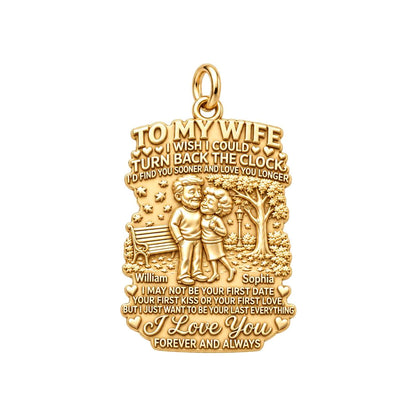Eternal Love Park Bench Charm Bracelet – Personalized Couple Gift – 18K gold plated 3 cm charm, front view