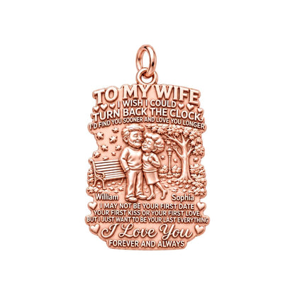 Eternal Love Park Bench Charm Bracelet – Personalized Couple Gift – rose gold 3 cm charm, front view