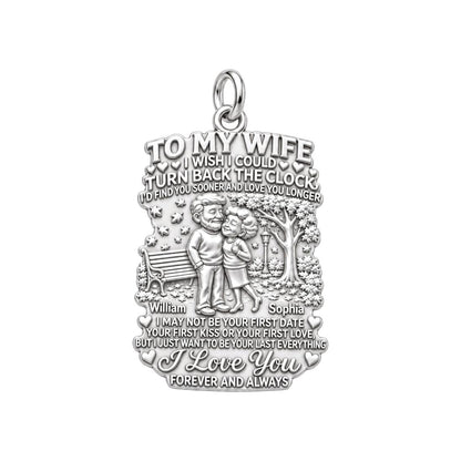 Eternal Love Park Bench Charm Bracelet – Personalized Couple Gift – silver plated 3 cm charm, front view