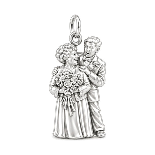 Eternal Love Portrait Charm Bracelet – Personalized Couple Gift – silver charm, front view
